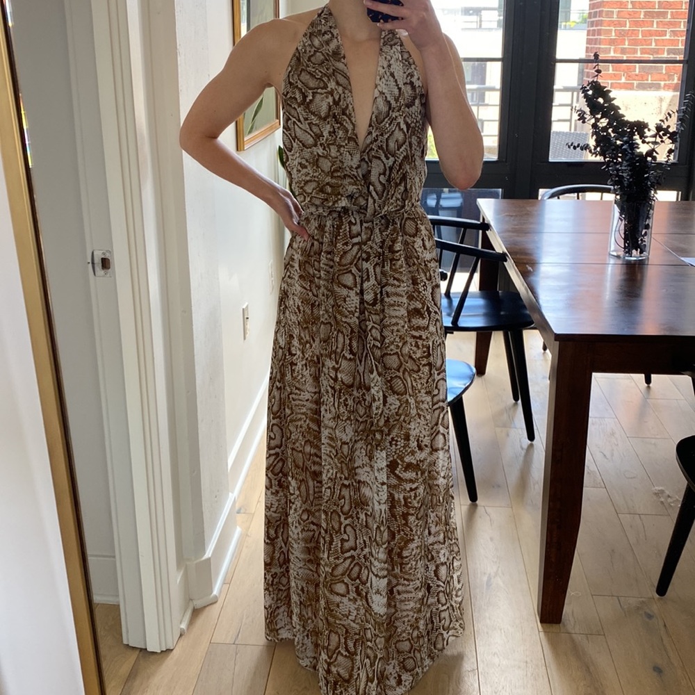 Snake Print Halter Maxi Dress